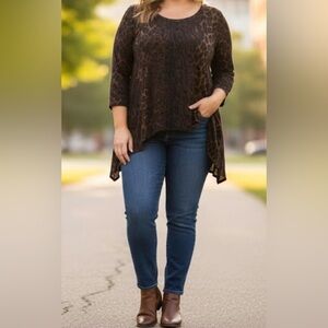 Premise Blouse Brown Leopard Print